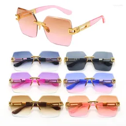 Sunglasses Fashion Luxury Large Square Rimless Women For Men Vintage Designer Sun Glasses Red Shades UV400 Eyewear