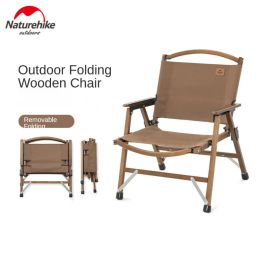 Furnishings Naturehike Outdoor Solid Wood Folding Chair Portable Detachable Leisure Chair for Camping Picnic Chair Sketch Chair Kermit Chair