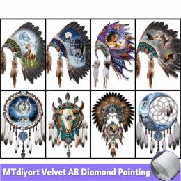 Stitch Indians Feathers Dreamcatcher 5D Diy Diamond Painting Animals Embroidery Cross Stitch Kits Mosaic Drill Wolf Home Decor