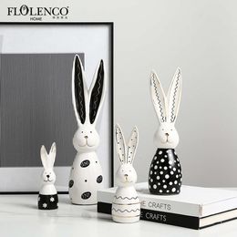 Nordic Modern Cartoon Playful Rabbit Ceramic Decoration Model Room Children's Room Tabletop Trendy and Fun Decoration