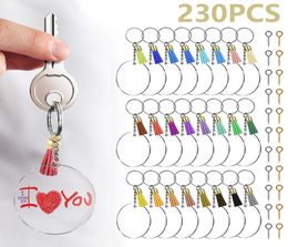 230Pcs Key Ring DIY Clear Circle Discs Keychains Making Kit Metal Acrylic Round Keyrings Blanks Tassel Pendant As Party Favors9028778