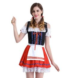 CHAMSGEND womans sexy Women039s Red Lace Oktoberfest Costume Bavarian Beer Girl Drindl Cosplay Dress woman dress 2018 C308293703174