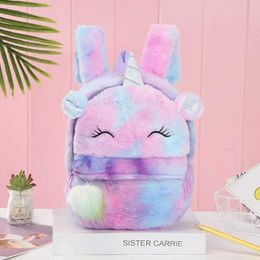 Backpacks New Women Plush Unicorn Backpacks Cute Fashion Fur Backpacks For Girls Travel Backpack Children Schoolbag Kids Gift Book BagL2403