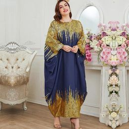 Ethnic Clothing Muslim Abaya Printing Patchwork Women Dress Bat Sleeve Loose Fashion Plus Size Abayas Casual Robe Caftan Dresses For