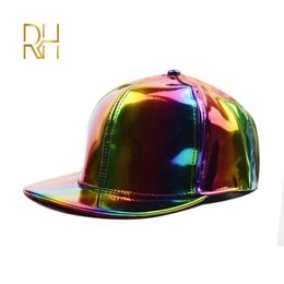 Ball Caps Fashion Unisex Silver Laser Baseball Cap Men Hip Hop Holographic Casquette Women Snapback Rainbow Basketball Hat RH263g