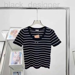 Women's T-Shirt designer Gaoding 24 Summer New Slim Fit and Slimming Striped Tencel Skincare Breathable Knitted Short sleeved Sweet Spicy Tank Top for Women SQ44