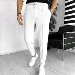 Men's Pants 2024 Casual Elastic Waist Small Feet Solid Autumn Work Trousers Multi Pocket Sports Outdoor Wearing