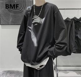 Fall Long Sleeve TShirt Fashion Loose Ulzzang Print Tops Hip Hop Oversized T Shirts Men Clothing Korean Style Clothes 2202249720834