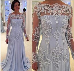 2019 Vintage Long Sleeves Mother of Bride Groom Dresses plus size Lace Appliques modest Mother Dresses Floor Length formal gowns7253307