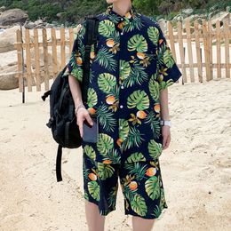 Designer Suit Summer Mens Floral Shirt Beach Set Fashionable Loose Fitting Youth Trend Vacation Two-piece 1ozx