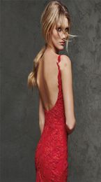 Red Dresses Celebrity Evening Dresses Bateau Sexy Mermaid Dresses Long Red Carpet Celebrity Dresses Full Lace 2016 Online Cheap3620867