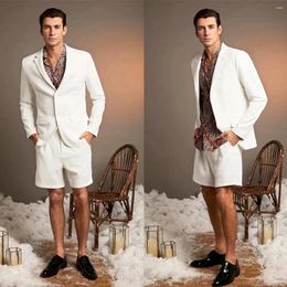 Men's Suits Summer Beach Mens Tuxedos Notched Lapel Tailored Wedding Groom Party Prom Coat Short Pant Business Wear Outfit 2 Pieces