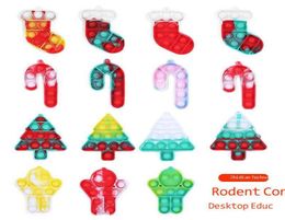 Christmas Theme Push pet Bubble Sensory Finger Puzzle Toys Xmas Stocking Tie Dye Tree Gift Socks Silicone Bubbles per Desktop Early Education G83RAB64757582