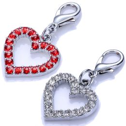 Tags Wholesale Dog Collar Charms Rhinestone Jewellery Pendant Tag Accessories Pet Necklace Charms Mixed Red Sliver Colour