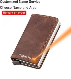 Card Holders Genuine Leather Holder Rfid Cardholder Wallet Antitheft Blocking Men Aluminium Bank Business Id Case Purse Bag9751340