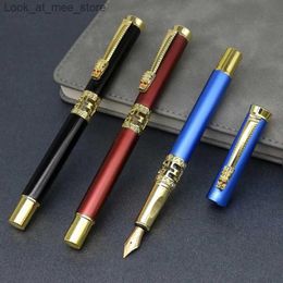 Fountain Pens Fountain Pens High Quality Business Frosted blue Fountain Pen hollow out golden School Student Office Stationery Q240314