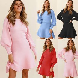 Knitted Large Women's Autumn and Winter New Style Skirt Slim Fit Show Thin Temperament Underlay Woollen Dress