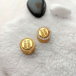 Stud M brand luxury lovely hollow round designer earrings for women bling diamond aretes tendency numbers letters design earring earings ear rings jewelry woman