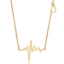 Pendant Necklaces Fine Jewelry 316L Stainless Steel Heart Beat Heartbeat Statement Necklace Body Chain ECG