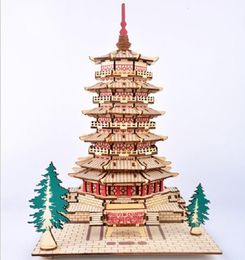 beautiful Wooden Simulation of 3d building models DIY puzzle toys Wooden puzzle Birthday present5142550
