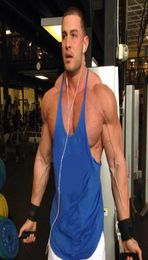 Whole Fitness Bodybuilding Tops Men Weightlifting Tank Tops Solid Cotton Stringer Y Back Racer Vest Gyms Clothing Casual Clot4303381