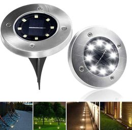 Solar Garden Lights Powered Panel LED Floor Lamps Deck Light 810121620 LEDs Underground Lamp Garden Pathway Spot Lawn Solars L6690120