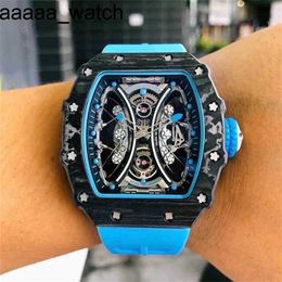 RichardMill Wristwatch Watches Fashion Luxury Luxury Mens Mechanical Watch Business Leisure Rm53-01 Fully Automatic Carbon Fiber Case Tape Mal 6QJW