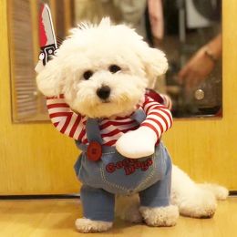 Sets Pet Transfiguration Dress Funny Holiday Halloween Knife Dog Clothes Cat Upright Dress Pet Autumn and Winter New Product