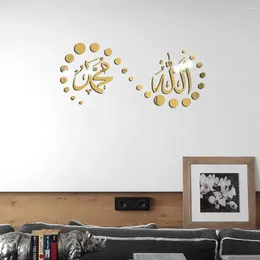 Wall Stickers Arabic Mirror Art Muslim Islamic Sticker Detachable DIY Mosque Wallpaper Mural Home Decor