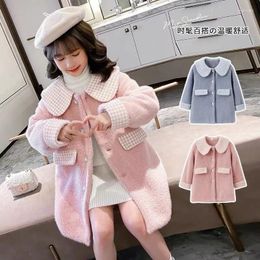 Down Coat Girl Jacket Overcoat Cotton 2024 Luxury Warm Thicken Velvet Winter Casual Teenager Plus Size Kids Children's Clothing
