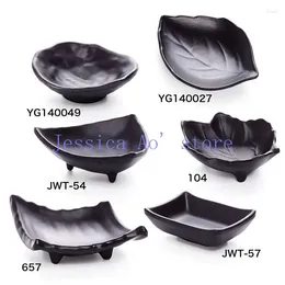 Plates 2pcs Irregular Shape Soy Sauce Dish Black Frosted Melamine Dip Plate Cooking Cute Sushi Desert Dishes