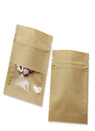 7X9cm Small Thicken White Brown Kraft Paper Bag zipper Pouch with Clear Window For Tea Coffee Snacks Candy Food Storage9466822