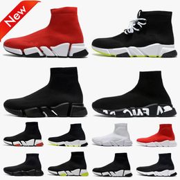 Sockenschuhe Designer Herren Freizeitschuhe Damen Speed Trainer Socken Boot Speeds Schuh Läufer Runner Sneakers Strick Damen 1,0 2,0 Walking Triple Schwarz Weiß Rot Spitze Sport