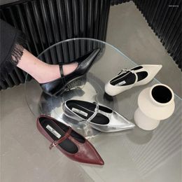 Casual Shoes Fashion Women Flat Loafers 2024 Arrivals Autumn Spring Belt Buckle Slip On Low Heeled Black White Silver Red 39