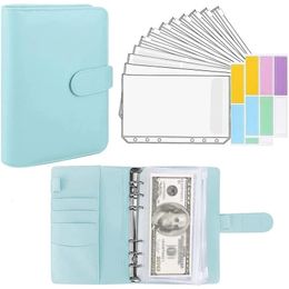 Gifts A6 PU Leather Budget Binder Notebook Cash Envelopes System Set with Binder Pockets for Money Budget Saving Bill Organizer 240313