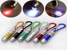 3 in 1 5 mw Laser Pen Pointer Mini LED FlashLight Torch aluminium alloy Flashlights Emergency torches with Keychain DHL5466122