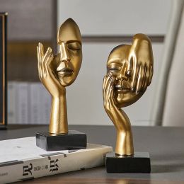 Sculptures Statue Abstract Resin Desktop Ornaments Sculpture Miniature Figurines Face Character Nordic Art Crafts Office Room Home Decor