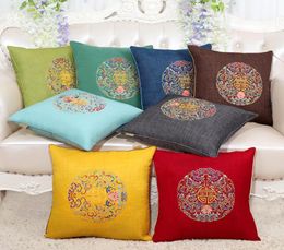 Chinese Joyous Fine Embroidery Linen Cushion Cover Christmas Cotton Pillowcase Cushions Home Decor Sofa Chair Lumbar support Pillo8081253