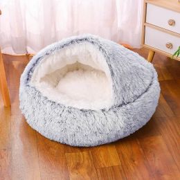 Mats 2 in 1 Plush Round Cat Bed Sleeping Bag Nest for Small Dogs Medium dogs Pet Mattress Warm Soft Comfortable Basket Cat Dog