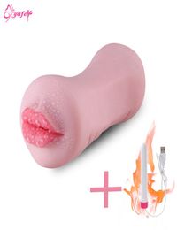 Vagina Mouth Masturbation Cup Male Artificial 3D Realistic Erotic Sex toys Masturbators Vibrators Intimate Sex product for Men Y209977239