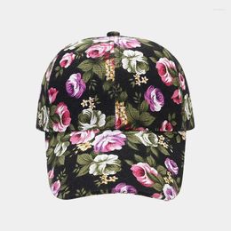 Ball Caps Four Seasons Acrylic Cartoon Flower Print Baseball Cap Adjustable Outdoor Snapback Hats For Girl And Women 171