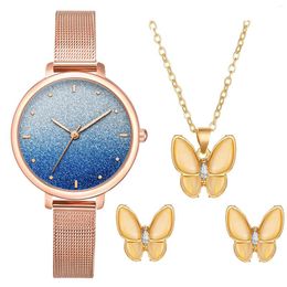 Wristwatches Business Casual Quartz Watch With Necklace Earrings Ladies Jewellery Gift Relogios Feminino Montre Femme Earring Combina