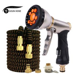 Reels Hot Sale 25ft100ft Garden Magic Hose Telescopic Hose Flexible Plastic Car Wash Hose Metal Spray Gun Outdoor Garden Watering