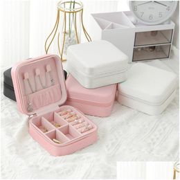 Jewellery Boxes 1Pcs Single Layer Storage Box Ladies Travel Leather Classic Black Pure White Fashion Pink 230920 Drop Delivery Dhxbi