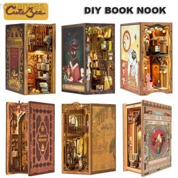 3D Puzzles CUTEBEE Puzzle 3D DIY Book Nook Kit Eternal Bookstore Wooden Dollhouse with Light Magic Pharmacist Building Model Toys for Gifts 240314