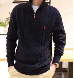 Mens Sweaters Sweater Designer Polo Half Zipper Ralphs Hoodie Long Sleeve Knitted Horse Twist High Collar Men Woman Laurens Embroidery 78yh