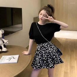 Skirts Clothes Satin Floral Silk For Woman Cute Beach Women's Skirt Multicoloured Kawaii Offer Korean Style Trend