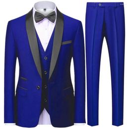 Men's Suits Black Men Autumn Wedding Party Three Pieces Set Large Size XS 6XL Male Blazer Coat Pants And Vest Fashion Slim Fit Suit