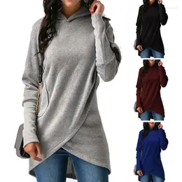Women's Hoodies Women Sweatshirts Hooded Long Sleeve Round Neck Solid Colour Loose Fit Casual Streetwear Pullovers Pockets Autumn