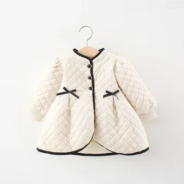 Jackets Winter Clothes For Girls Kids 2024 Coat Fashion Korean Thicken Warm Long Sleeve Cardigan All Match Bowknot Single Breasted